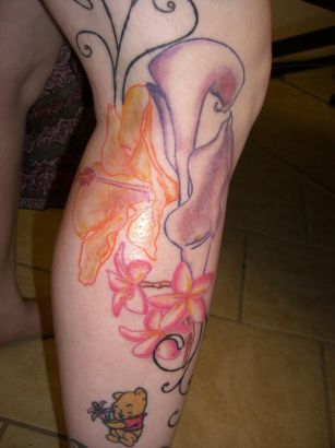 Leg Flowers Tats Design